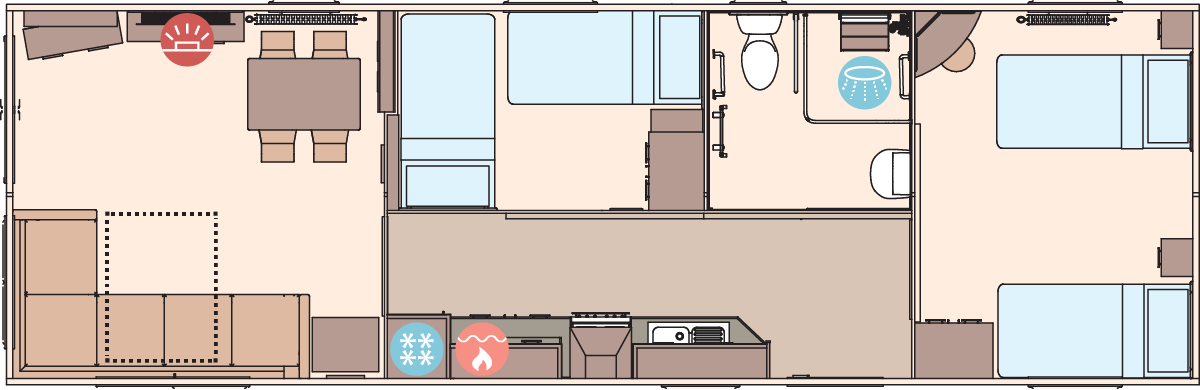 The Derwent Floor Plan, 38ft x 12ft x 2 Bedroom