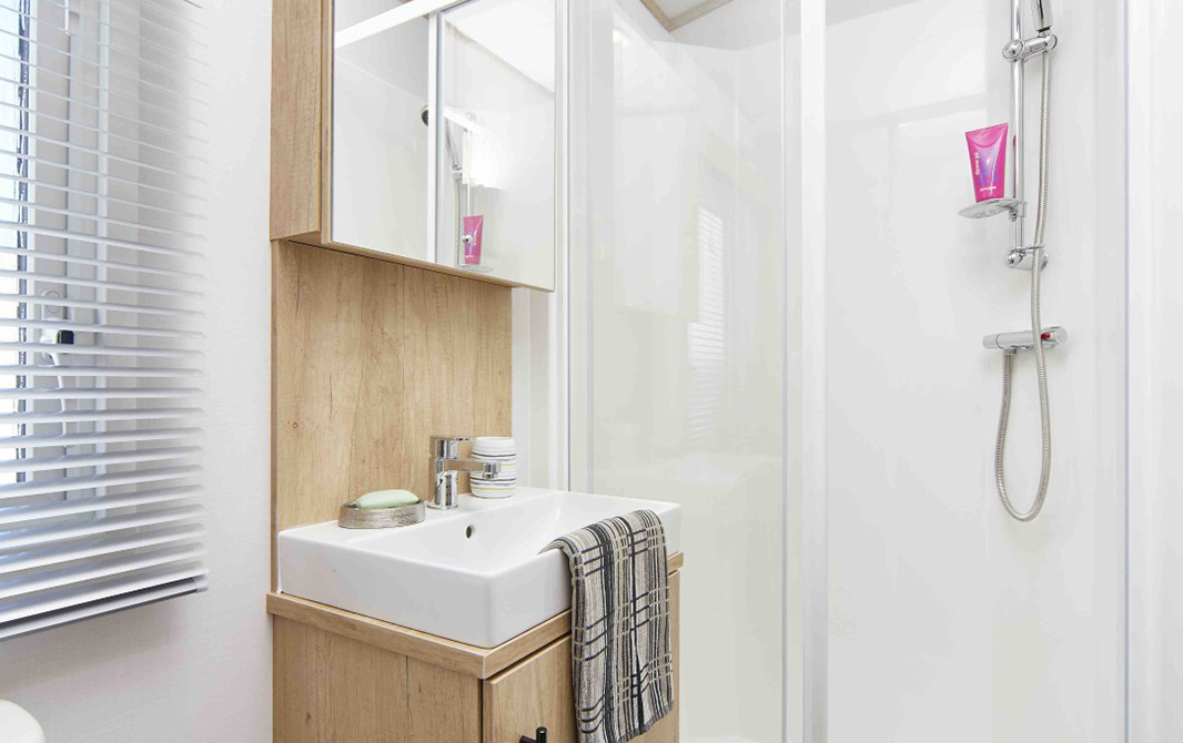 shower room in The Silverdale caravan